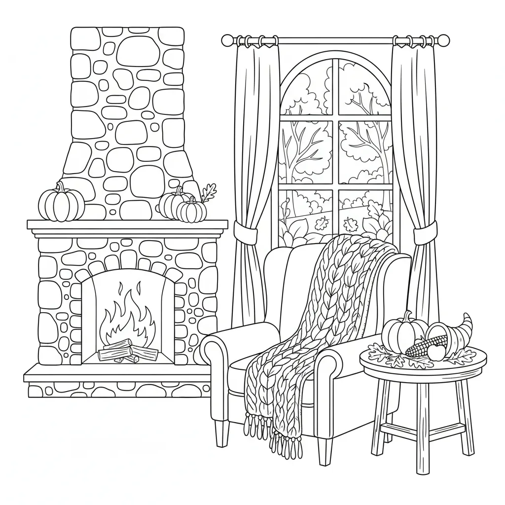 fall themed thanksgiving coloring page