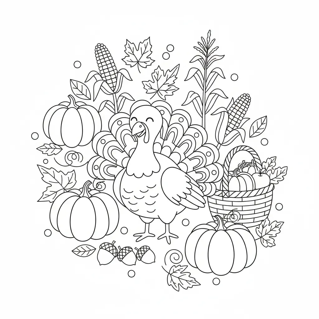 fall themed thanksgiving coloring page