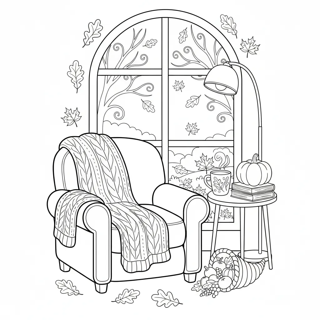 fall themed thanksgiving coloring page