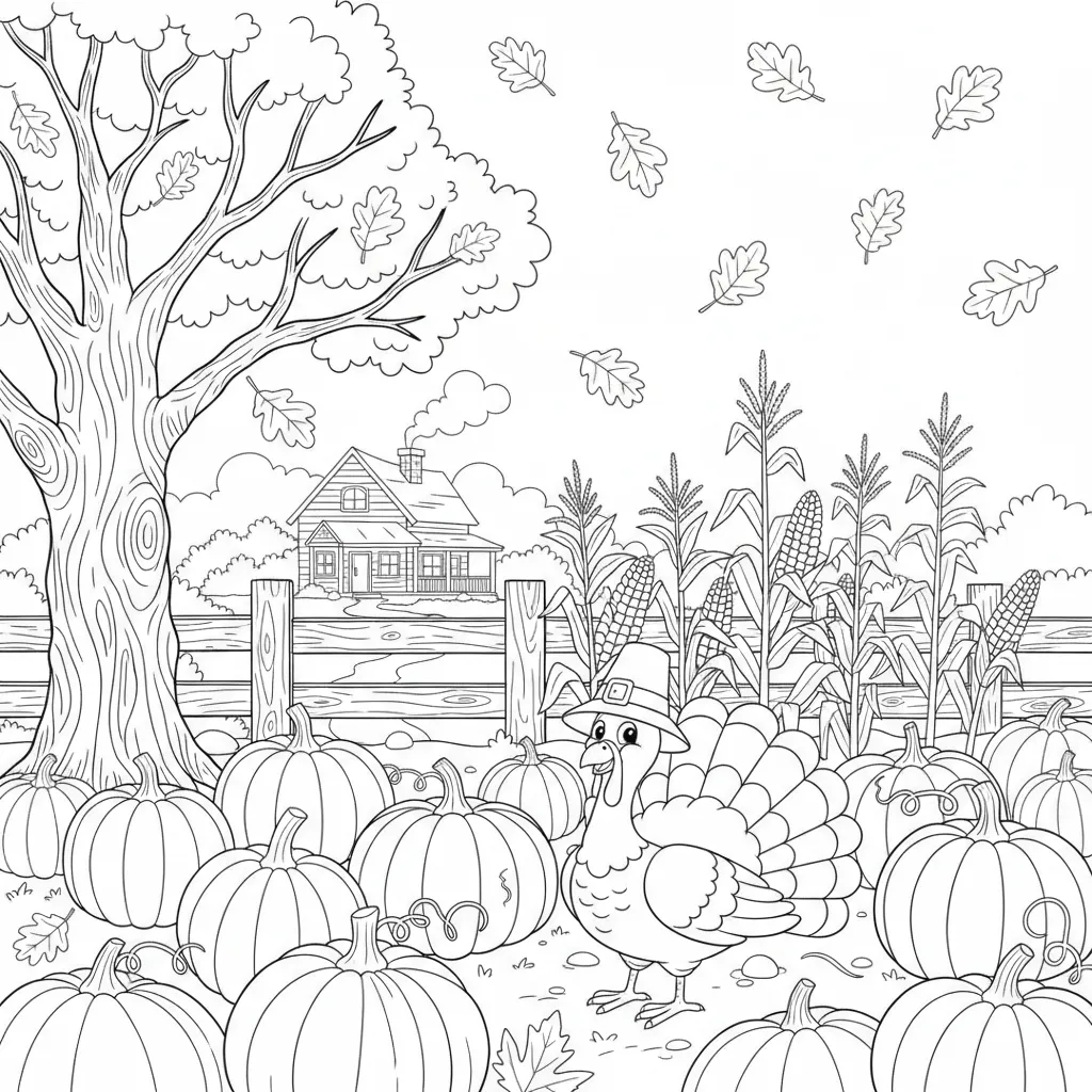 fall themed thanksgiving coloring page