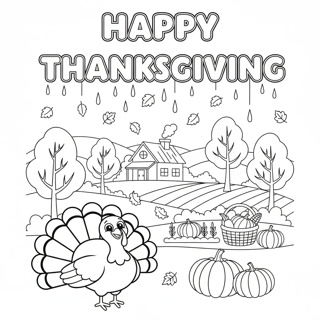 fall themed thanksgiving coloring page