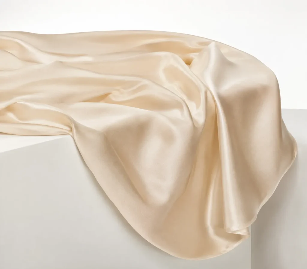 Silky champagne-colored fabric