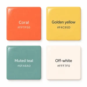 A coral color palette conveying subtle energy and positivity