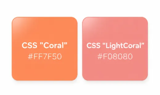 CSS coral hex codes