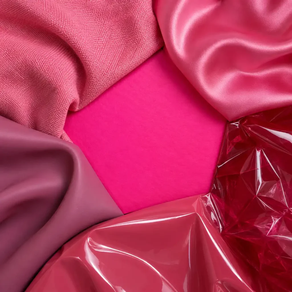 Various materials in the color fuchsia