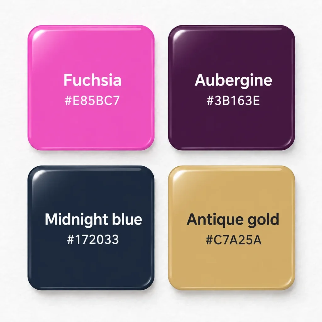 A dramatic and opulent fuchsia color palette