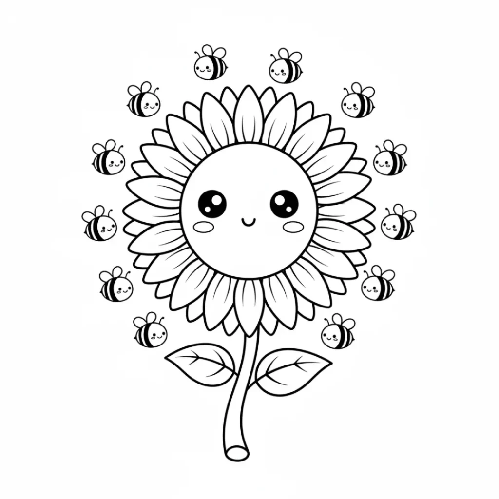 QB-dibujos-colorear-kawaii-girasol
