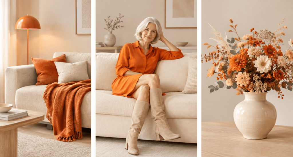 Orange mit hellen Naturfarben