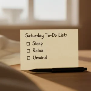 Saturday To-Do List that says sleep, relax, unwind