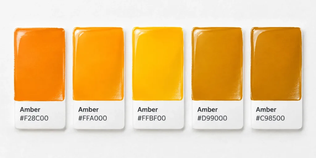 Five different shades in the amber range