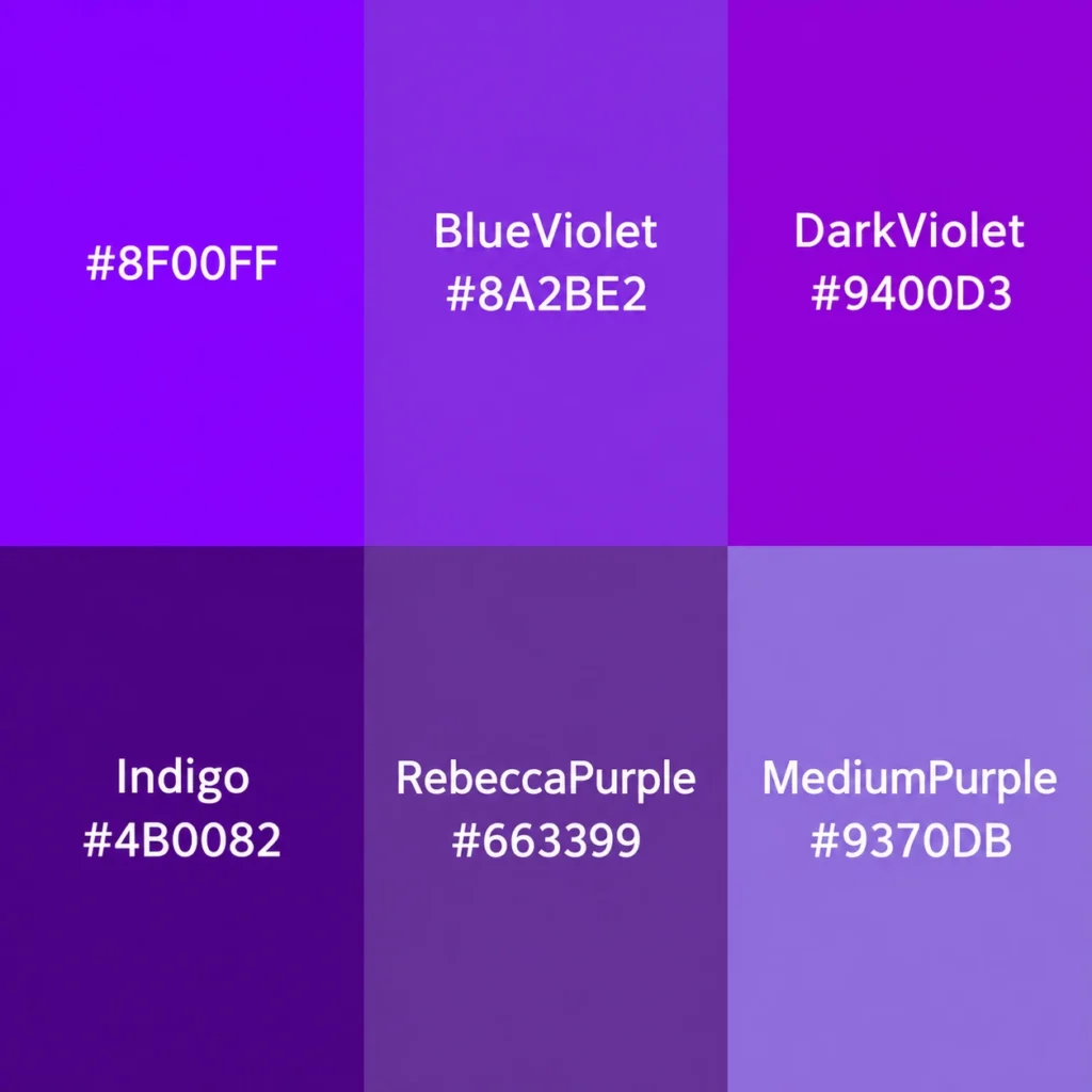 Hex codes that produce violet colors