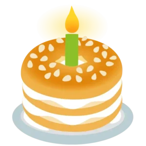 A custom emoji of a birthday bagel