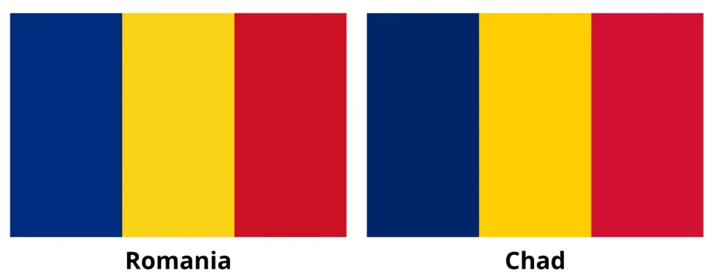 A comparison of the flags of Romania and Chad