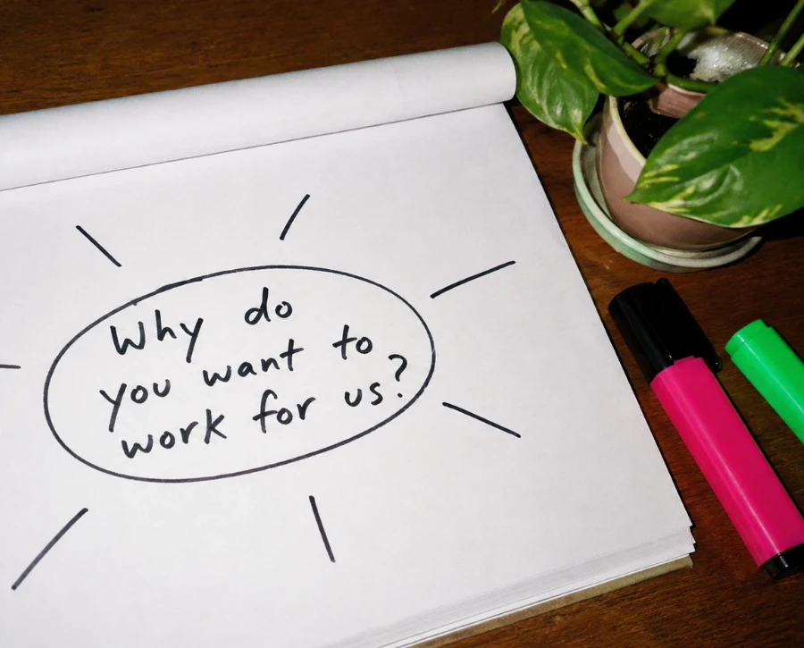 A photo of notes on how to answer a job interview question