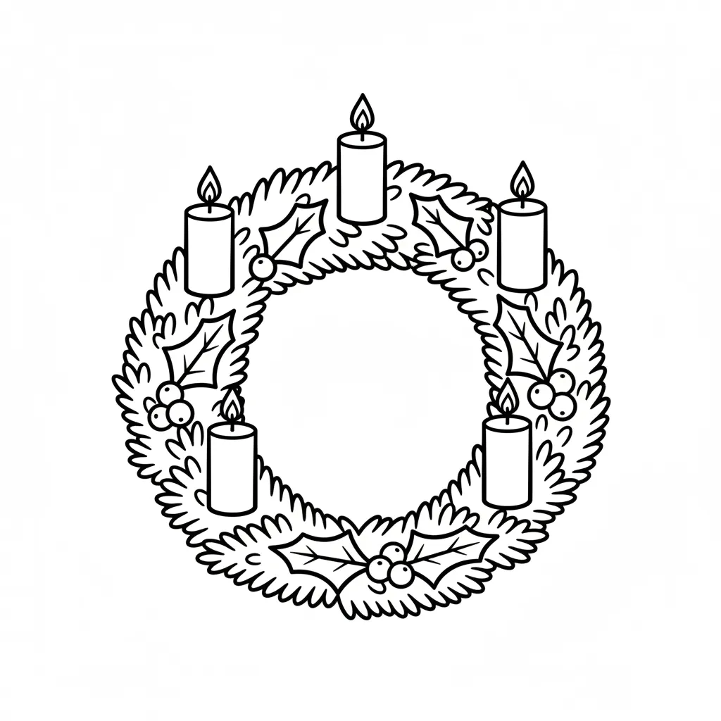 an ai generated coloring page featuring a simple advent wreath