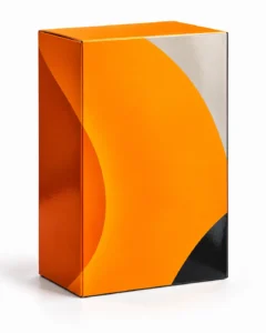Packaging with a bright orange color scheme