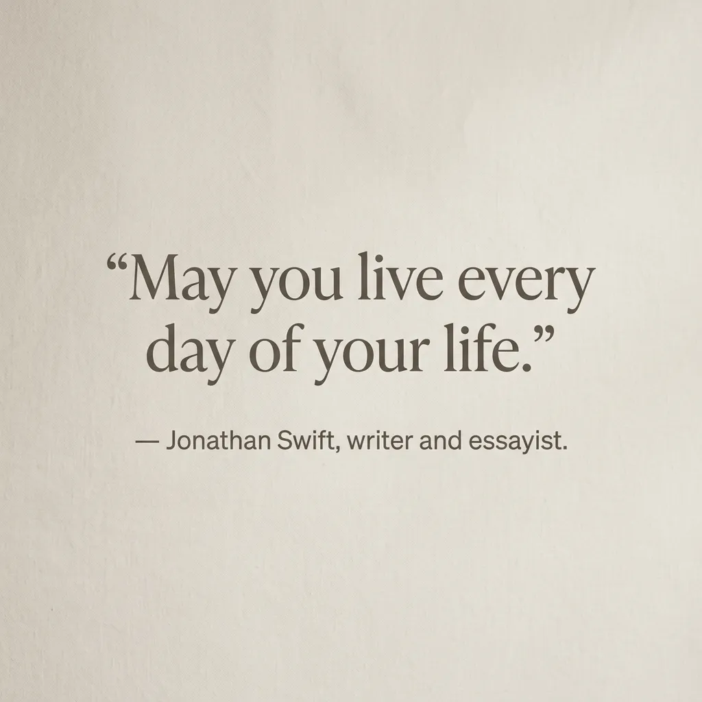 May you live every day of your life. ―Jonathan Swift, writer and essayist against a simple AI generated backdrop of textured paper