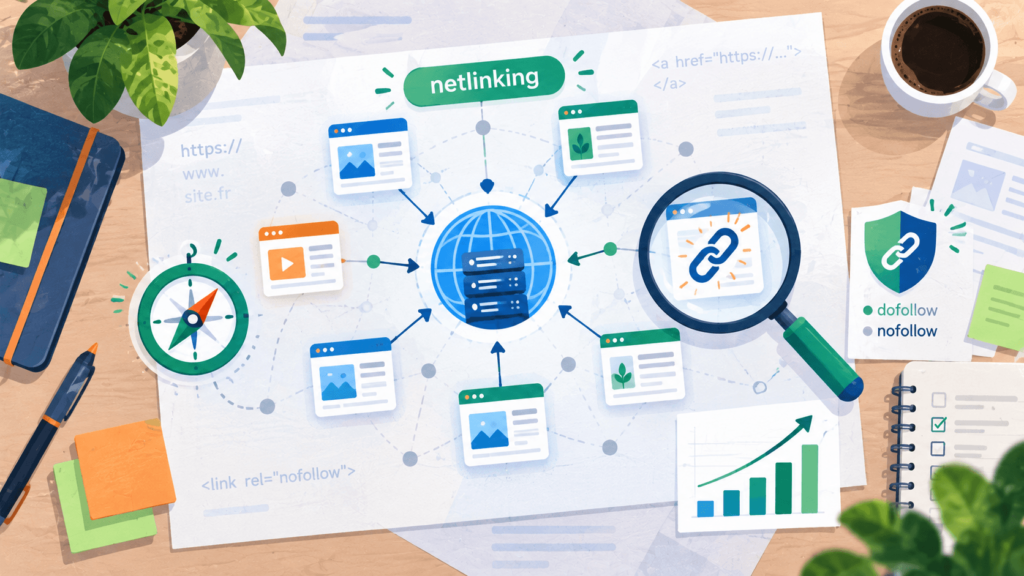 Le netlinking regroupe toutes les actions menées pour acquérir des liens hypertextes pointant vers un site depuis des domaines externes.